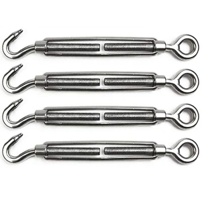 Afbeelding van POFET 4 Stuks Spanschroef Draadspanner M8 Rvs Spanner Verstelbare Haak en Oog Set Heavy Duty