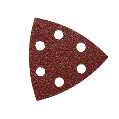 Afbeelding van Mirka Red Delta Schuurpapier Houtschuurdriehoeken Klittenband / 93x93x93 mm Hechting 6 gaats korrel P40 5 stuks voor het schuren van hout, metaal en kunststof