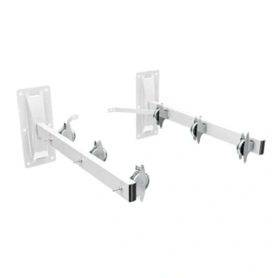 Afbeelding van Amig Wanddroger met zijdelingse plaatsing roestvrij staal 2 zijarmen en 6 riemschijven voor 3 touwen buiten eenvoudige installatie afmetingen: 45 x 18,5 8 cm