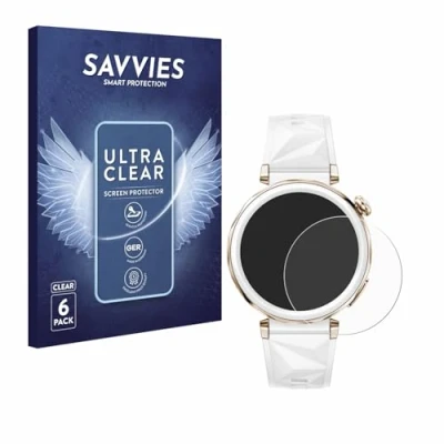 Afbeelding van Savvies Screenprotector voor Huawei Watch GT 5 Pro (42 mm) Folie Beschermfolie transparant (6 Stuks)