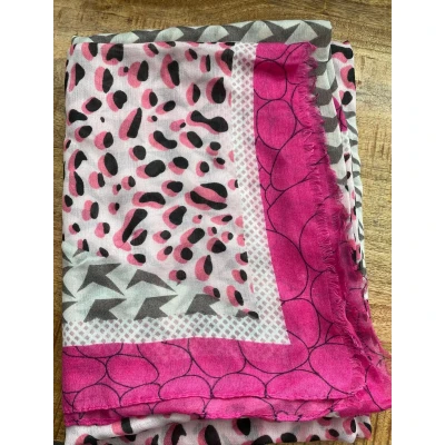 Afbeelding van Dames sjaal lang met panterprint 185/75cm fuchsia