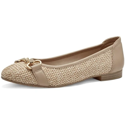 Afbeelding van Tamaris Ballerina&#039;s, Dames, Maat: 37, Taupe Imitatieleer/ textiel