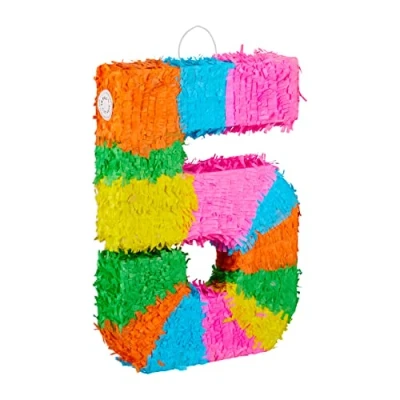 Afbeelding van Relaxdays pinata verjaardag getal piñata zelf vullen getallen van 0 tot 9 gekleurd 5