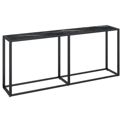 Afbeelding van vidaXL Wandtafel 180x35x75,5 cm gehard glas zwartmarmerkleurig