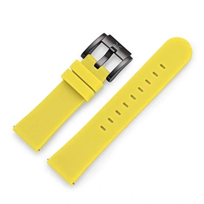 Afbeelding van TW Steel Marc Cobel armband, horlogeband, siliconen, 22 mm, met zwarte sluiting, geel, Riemen.