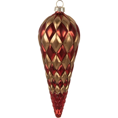 Afbeelding van Clayre &amp; Eef Kerstbal Ø 6x16 cm Rood Goudkleurig Glas Kerstboomversiering
