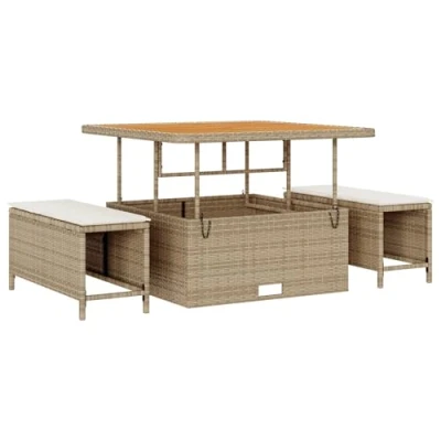 Afbeelding van vidaXL 8 delige ligbedset met kussens Beige Poly Rattan en Acaciahout