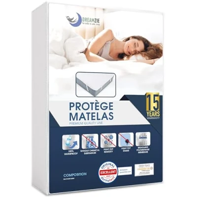 Afbeelding van Dreamzie Matrasbeschermer Voor Matras 200 x 220 cm Waterdicht met 4 Elastische Hoeken Gecertificeerd OEKO TEX®