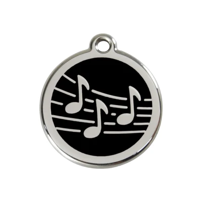 Afbeelding van Music Black roestvrijstalen hondenpenning medium/gemiddeld dia. 3 cm RedDingo