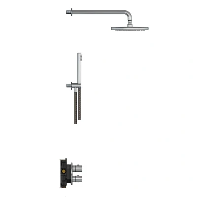 Afbeelding van Hotbath Archie Regendoucheset IBS30A RVS316 Staaf handdouche 30cm Hoofddouche Wandarm