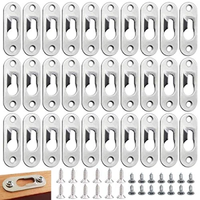 Afbeelding van Sleutelgat Hangers,Tianher 100 Stuks Hangers Metalen Bevestigingen Beeld Hangende Beugel 45x16mm Hange Bevestigingsmiddelen Klinknagel voor Thuiskantoor Foto Frames Spiegels Kabinet