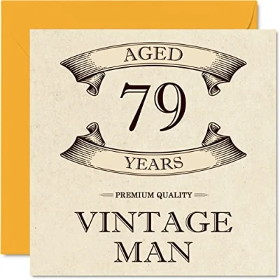Afbeelding van Vintage 79e verjaardagskaarten voor mannen 79 jaar oud leuke verjaardagskaart opa vader echtgenoot oom broer opa, 145 mm x wenskaarten,