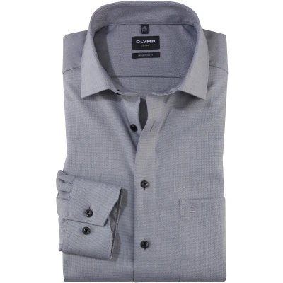 Afbeelding van OLYMP Overhemd M7 Luxor Modern Fit Mouwlengte 7 grijs extra lange mouwen geprint