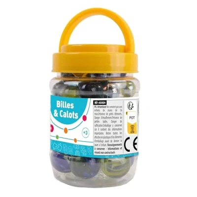 Afbeelding van FLYPOP&#039;S Knikkers en Caps Recreatiespel 033024 Multicolor Glas Behendigheidsspel Kinderspeelgoed 1,6 cm x Vanaf 3 jaar.