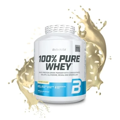 Afbeelding van BioTechUSA 100% Pure Whey Eiwitpoeder met BCAA en Glutamine Glutenvrij, Palmolievrij 21g Eiwit per portie, 2.27 kg, Melk Rijst