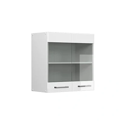 Afbeelding van Vicco Glazen keukenkast &quot;R Line&quot;, Wit Hoogglans/Wit, 60 cm