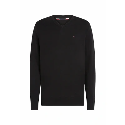 Afbeelding van Tommy Hilfiger Heren Essential Katoen V hals MW0MW14745, Trui, Zwart, XXL, Zwart (zwart), XXL