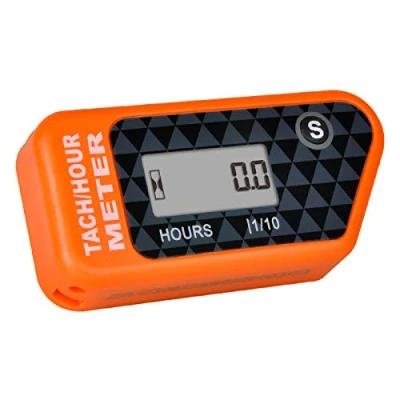 Afbeelding van Jayron Digitale lcd toerentalmeter, inductieve toerenteller, display, maximaal toerental, waterdicht, voor de meeste gasmotoren, marine, ATV, generator, gazontractor en motorfiets, oranje