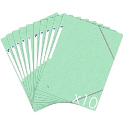 Afbeelding van OXFORD Topfile+ Documentenmap, 3 flapjes, A4 formaat, elastische sluiting, pastelgroen, 10 stuks