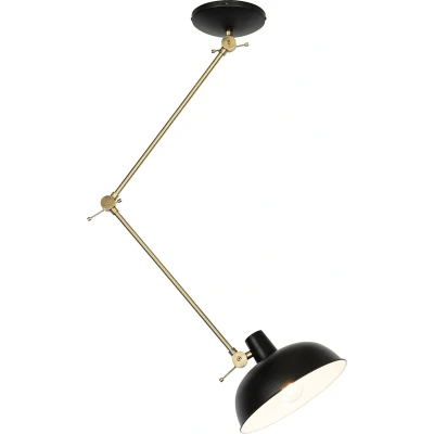 Afbeelding van QAZQA Retro plafondlamp zwart met brons Milou