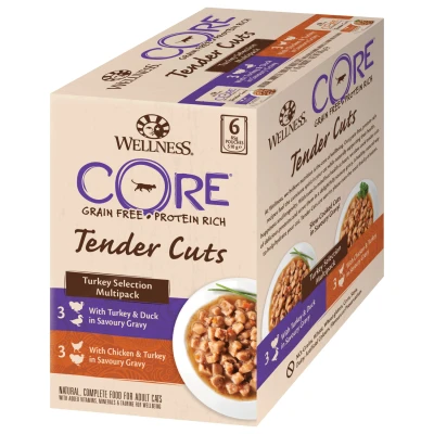 Afbeelding van 8x Wellness Core Kattenvoer Tender Cuts Selection 6 pack Kalkoen x 85 gr