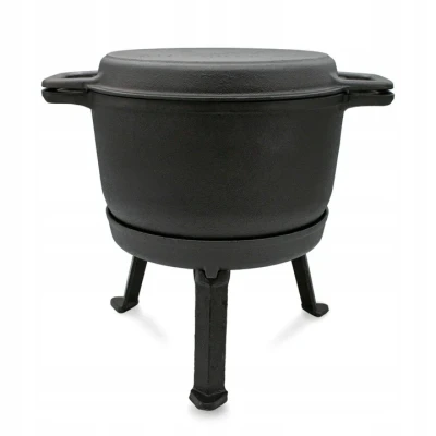 Afbeelding van Meyerhoff 2 in 1 Outdoor Dutch Oven Gietijzeren Ketel / Pan 8L met deksel als braadpan Kampvuur Jachtketel