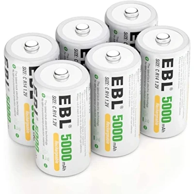 Afbeelding van EBL 5000mAh C de Grootte Navulbare Batterijen Industriële Batterij Batterijen, 6 Tellingen Ni MH Cellen
