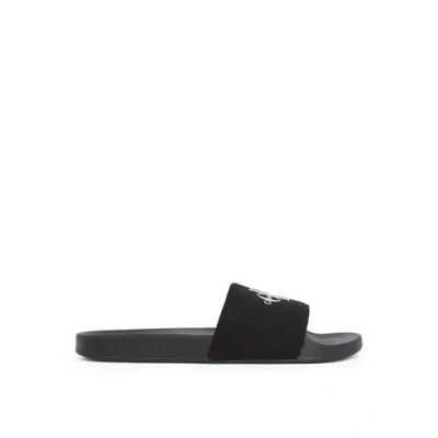 Afbeelding van Calvin Klein Jeans Slide Monogram Muiltjes, Heren, Maat: 45, Triple black Katoen
