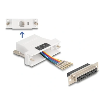 Afbeelding van Delock D Sub 25 Pin Buchse zu RJ12 Montagesatz weiß HQ produ