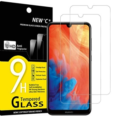 Afbeelding van NEW&#039;C 2 Stuks, Screen Protector voor Huawei Y7 Pro 2019, Prime Gehard Glass Schermbeschermer Film 0.33 mm ultra transparant, resistent