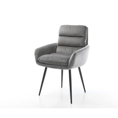 Afbeelding van Armleunstoel Abelia Flex met armleuning 4 poot conisch zwart fluweel grijs