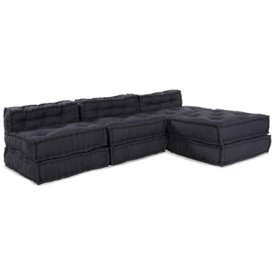 Afbeelding van vidaXL Pouffe Set van 4 Anthraciet Katoen Tafel pouffe, 70x70x36 cm