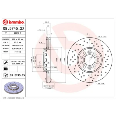 Afbeelding van Brembo Remschijf 09.5745.2X