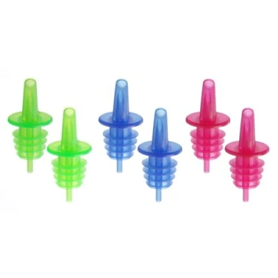 Afbeelding van BarUp Schenktuit voor Drank Blauw/Rood/Groen Professionele Maatschenker Flessen ( Set van 6 )