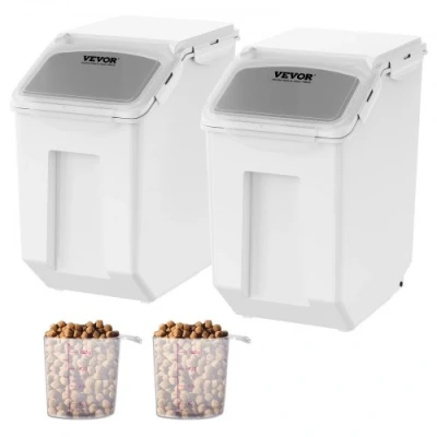 Afbeelding van VEVOR motbestendige opbergcontainers keukenopbergdoos 15 L x 2, zichtbare opbergcontainer PP met deksel en wielen, luchtdichte container voor rijst, meel, suiker, peulvruchten, noten, dierenvoeding