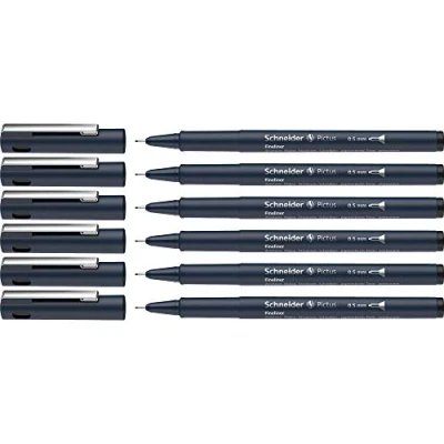 Afbeelding van Schneider Pictus Fineliner (lijndikte 0,5 mm, onuitwisbaar, metalen punt, behuizing van 85% gerecycled kunststof), verpakking 6 stuks, zwart