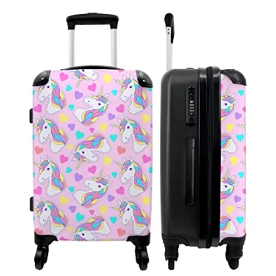 Afbeelding van NoBoringSuitcases.com Grote roze koffer Kinderkoffer unicorn meisjes Reiskoffer middelmaat met 4 wielen XL Trolley op wieltjes Rolkoffer groot kinderen Ruimbagage valies 20kg Suitcase medium Luggage large Bagagekoffer 60 liter