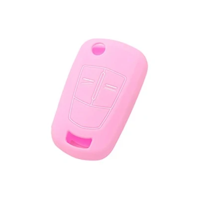 Afbeelding van BROVACS Siliconen Cover Protector Case Skin Jacket fit voor VAUXHALL OPEL 2 Button Flip Remote Key Fob CV2620 roze