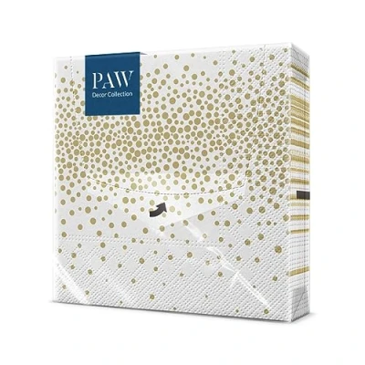 Afbeelding van PAW Papieren Servetten 3 laags (33 x 33 cm) I 20 Stuks Gedrukt met Inkt op Waterbasis Verjaardag Decoratie Ideaal voor Verjaardagsfeestjes, Recepties Kleur: Confetti (gold)