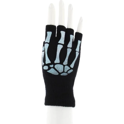 Afbeelding van Zac&#039;s Alter Ego Skelet Glow in the dark Vingerloze handschoenen Zwart