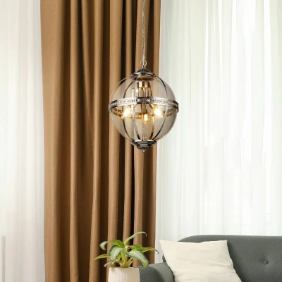 Afbeelding van Searchlight Coronet Hanglamp met 3 lampen Antiek messing, glas