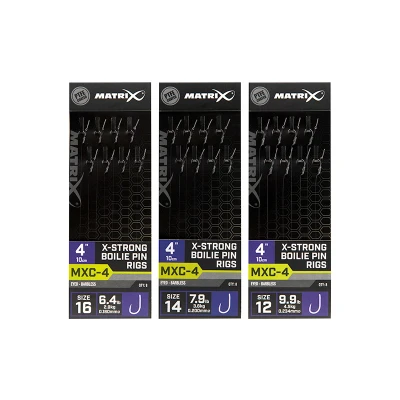 Afbeelding van Matrix Onderlijn MXC 4 X Strong Boilie Pin Rigs 10cm Eyed Barbless (8 pcs) Maat : Haak 16 0.180mm