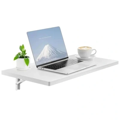 Afbeelding van VEVOR Wandgemonteerde klaptafel, 31,5 x 15,75 inch wandmontage drop leaf tafel, drijvend bureau met ijzeren beugel, neerklapbaar voor kleine ruimtes, thuiskantoor, eetkamer, wasruimte, keuken,