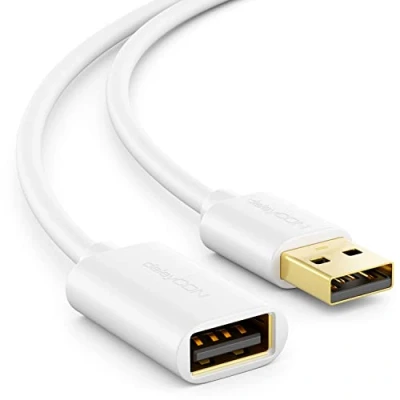 Afbeelding van deleyCON 2m USB 2.0 Hoge Snelheid Kabel Verlengkabel A stekker Naar Aansluiting Wit