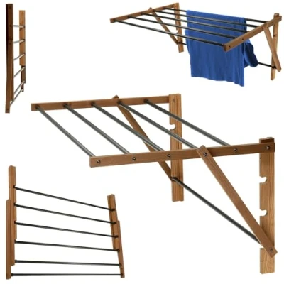 Afbeelding van KADAX Opvouwbaar droogrek voor zelfmontage, uittrekbaar staand droogrek, harmonica wasrek, inklapbaar torendroogrek (53 x 85 cm)