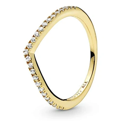 Afbeelding van Pandora Sparkling wishbone 14 karaats vergulde ring met heldere zirkoniasteentjes, 52