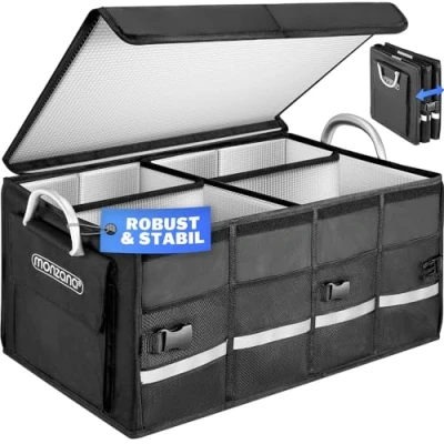 Afbeelding van Monzana Kofferbak Organizer 68L Waterdicht Opvouwbaar Zwart Zilver