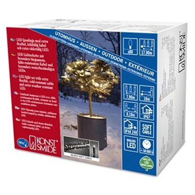 Afbeelding van Konstsmide Micro LED lichtsnoer, beschermgeïsoleerd/omgoten, IP67, 80 warmwitte diodes, 24 V buitentrafo, zwarte zachte kabel 6611 117