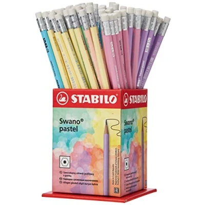 Afbeelding van STABILO Swano pastel potlood, HB, met gom, display van 72 stuks in gea