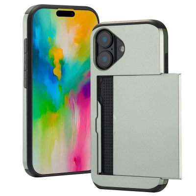Afbeelding van Apple iPhone 16 Hoesje Met pashouder Kunststof imoshion Hardcase/Backcover Groen Telefoonhoesje